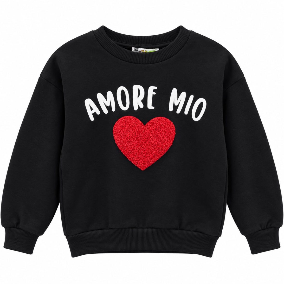 Памучна ватирана блуза за момиче с бродерия в черен или лилав цвят Amore Mio